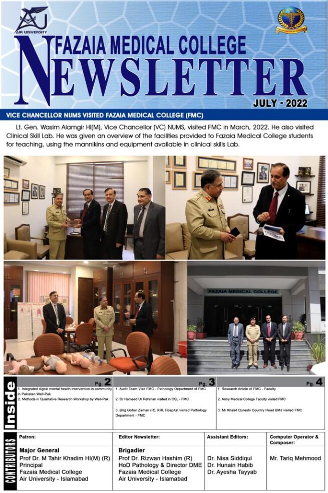 FMC NEWSLETTER (July 2022) – Fazaia Medical College